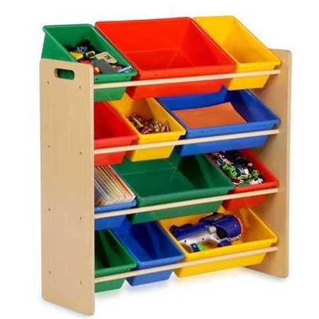 HONEY-CAN-DO SRT-01602 Kids Toy Organizer and Storage Bins, Natural/Primary, Wood, 12.5" W, 36" H, Natural SRT-01602